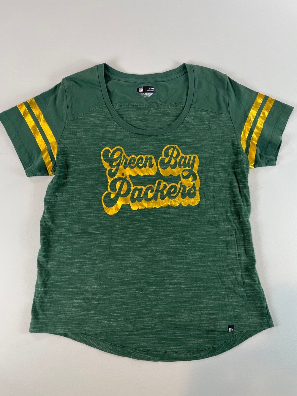 New Era NFL Team Apparel Womens Green Green Bay Packers Scoop Neck Tee L